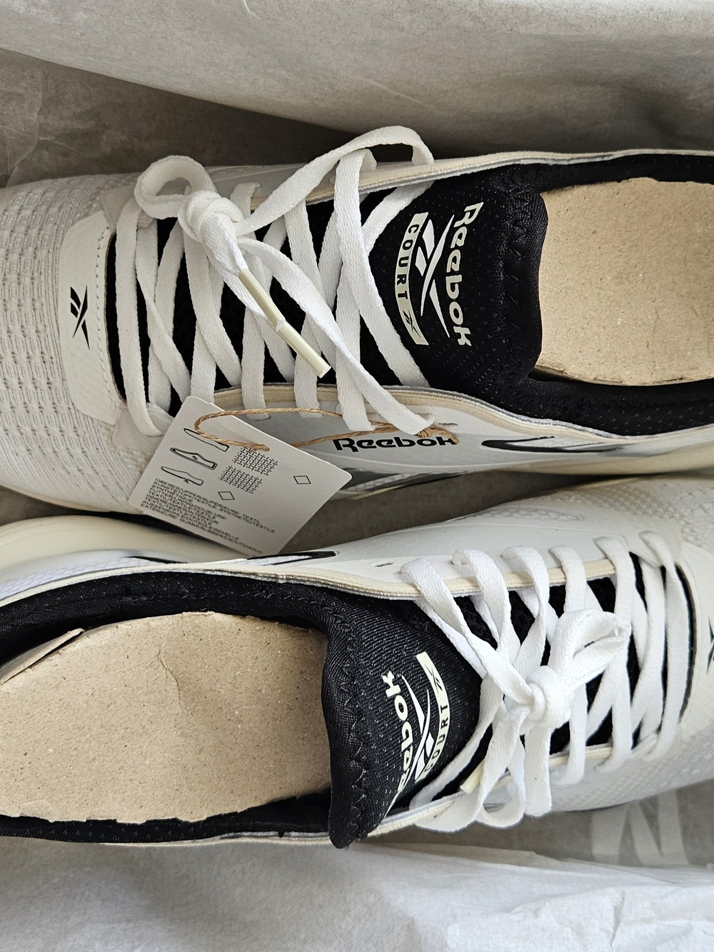 Reebok Men's White and Black Court Knit Sneakers - Picture 4 of 5